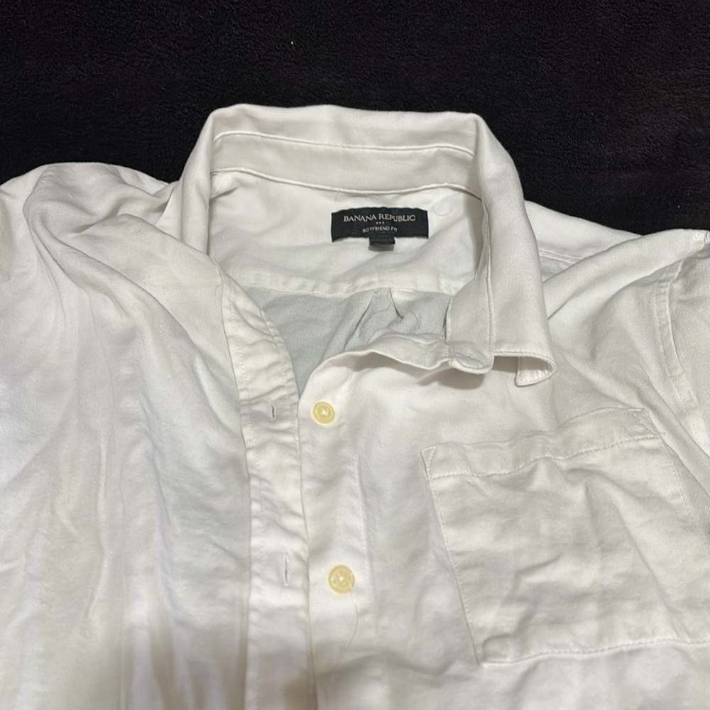 Banana Republic White Boyfriend Fit Shirt | White Button Up | Banana Republic